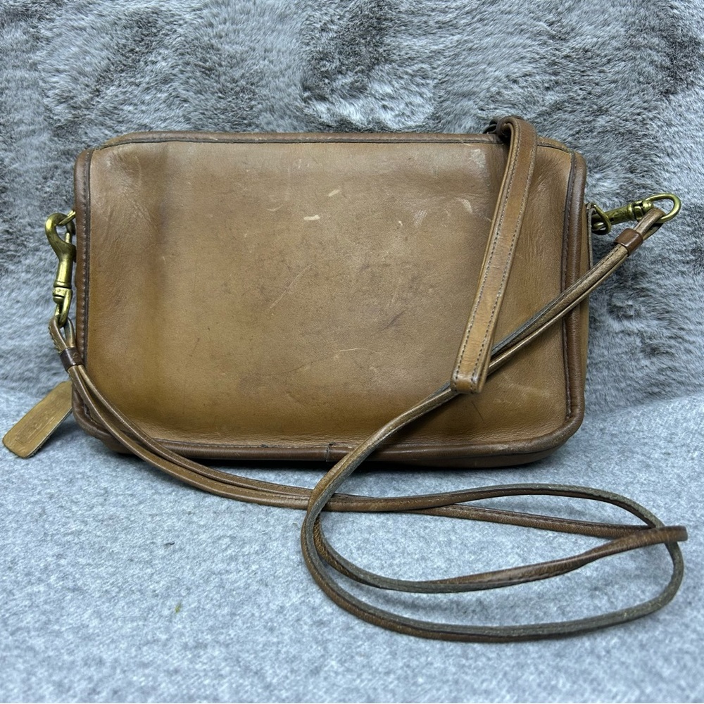 Coach Vintage 1970s Made in NYC Leather Satchel Convertible Clutch Camel 911-061 - Picture 5 of 16